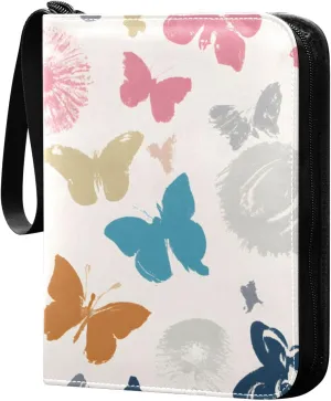 Cute Colorful Flowers Card Binder 4 Pocket Trading Card Album Fits 400 Sports/Game Cards, PU Cover 3 Ring Card Collection with 50 Removable Sleeves