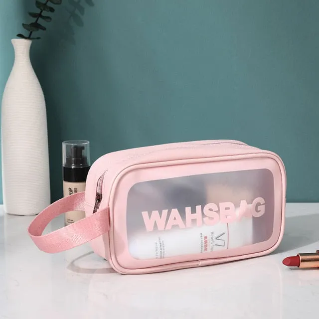 Cyflymder New Soft PU Women Travel Storage Bag Waterproof Toiletries Organize Cosmetic Bag Portable Storage PVC Make Up Bag Wash Bag