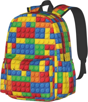 Daily Backpack Colorful Bricks Backpacks Travel Laptop Daypack 17 inch Bags for Men Women