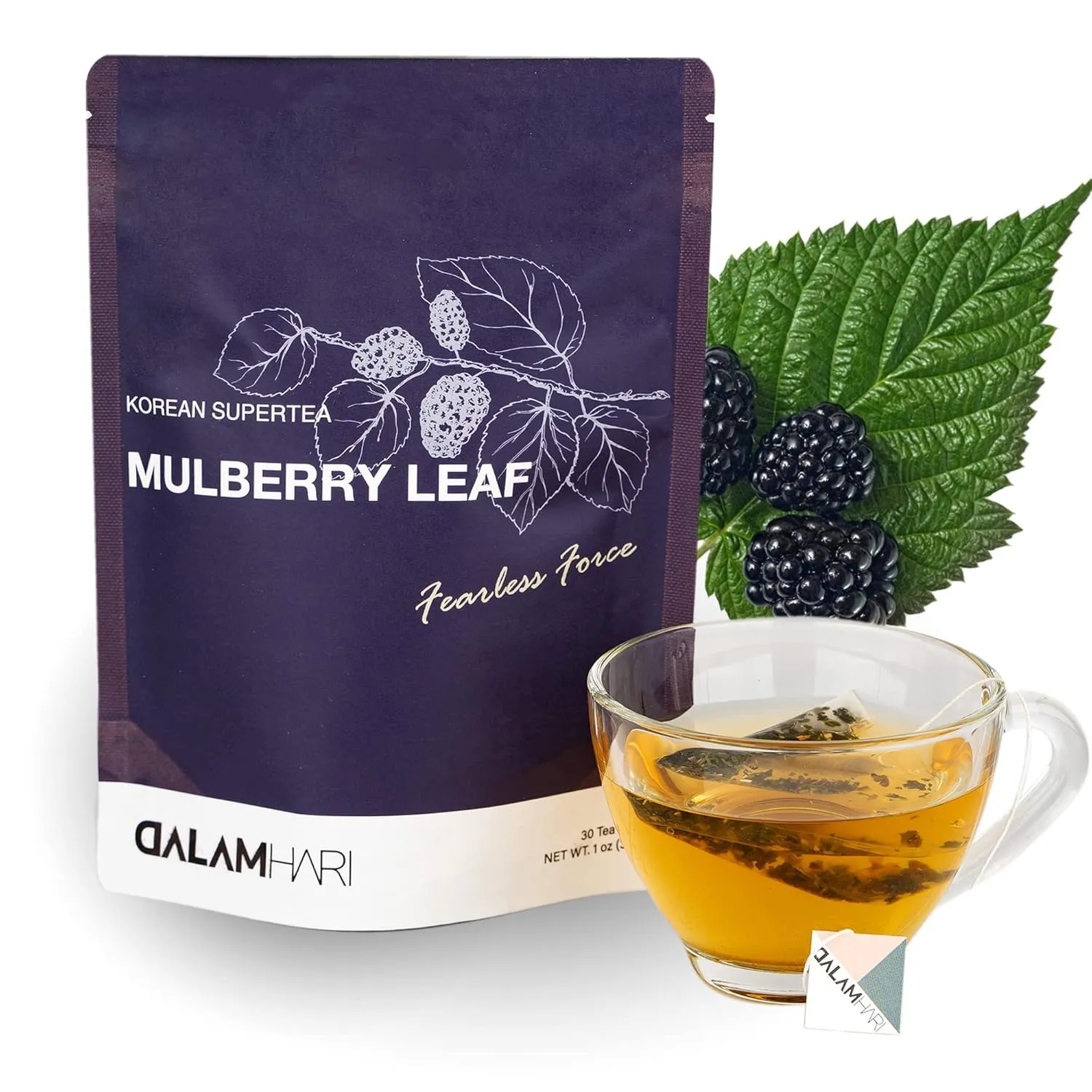 DALAMHARI Mulberry Leaf Tea Bags | 30T | Colon Broom Colon Cleanse Tea Decaf Tea Bags with Inulin Powder Jerusalem Artichoke Hearts Smooth Move Tea Colon Broom Chupa Panza Te Divina Pinalim