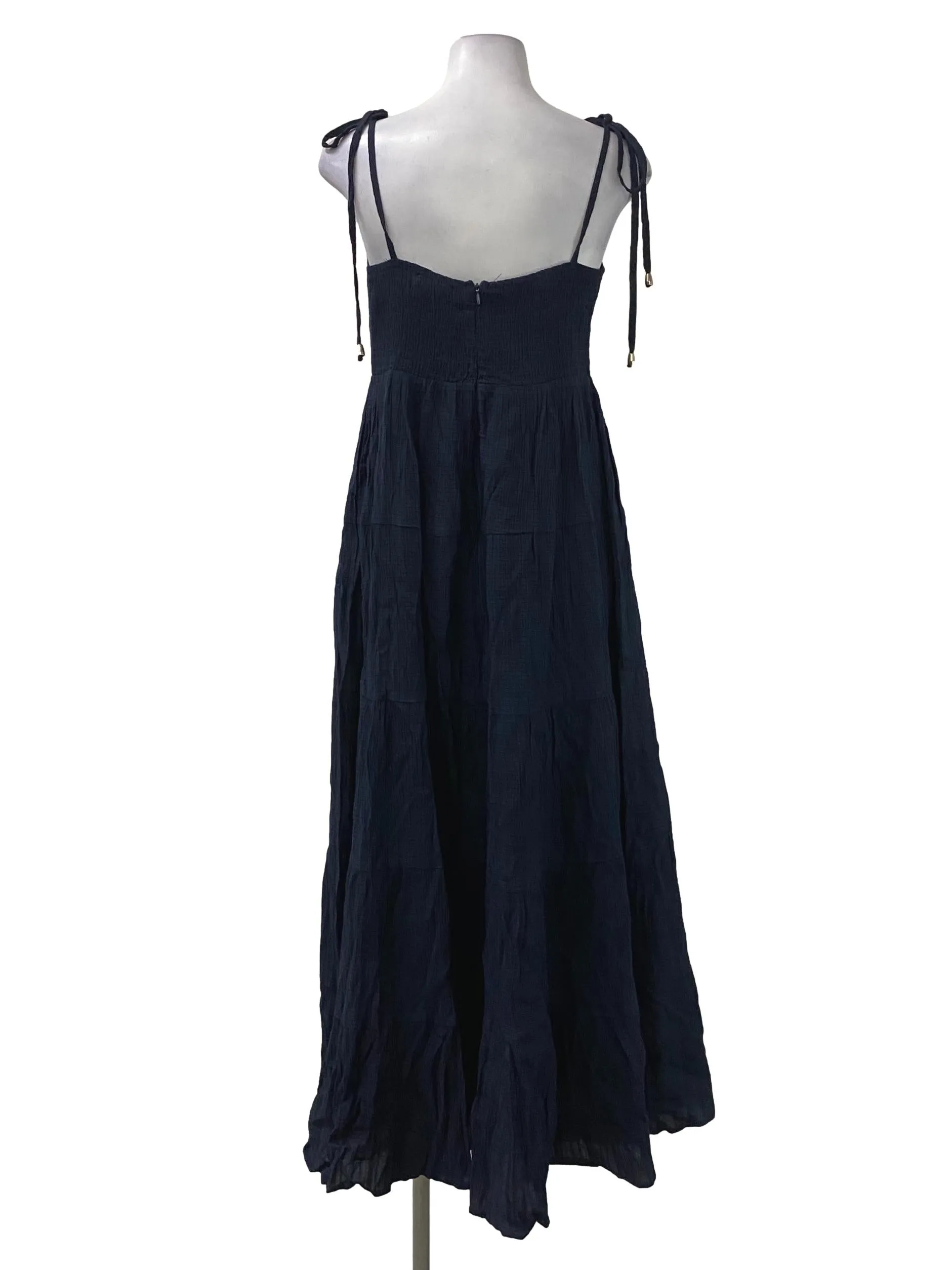 Dark Blue Self-Tied Strap Dress