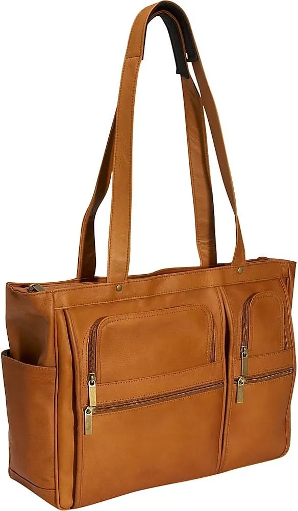 David King & Co. Women's Multi Pocket Briefcase Plus, Tan, One Size