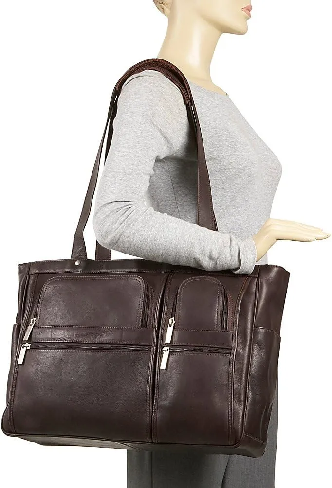 David King & Co. Women's Multi Pocket Briefcase Plus, Tan, One Size