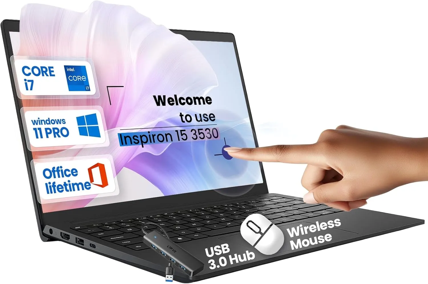Dell Inspiron 15 Touchscreen Laptop - 15.6" Anti Glare FHD Display - 13th Gen Intel Core i7-1355U - 64 GB RAM - 2 TB SSD - Windows 11 Pro - Office Pro Lifetime - w/Accessories
