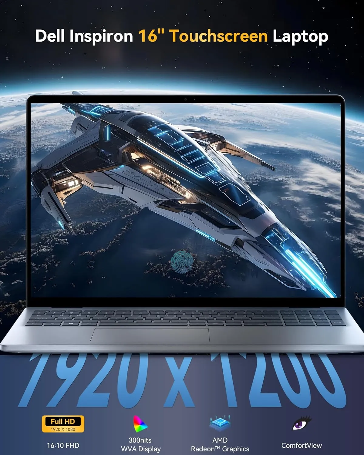 Dell Inspiron 16" FHD   Touchscreen Business Laptop, AMD Ryzen 7 8840U | AMD Radeon Graphics, 64GB DDR5 | 2TB SSD, Copilot AI, Backlit KB, FP Reader, Webcam, Win 11 Pro   MS Office, w/Accessories