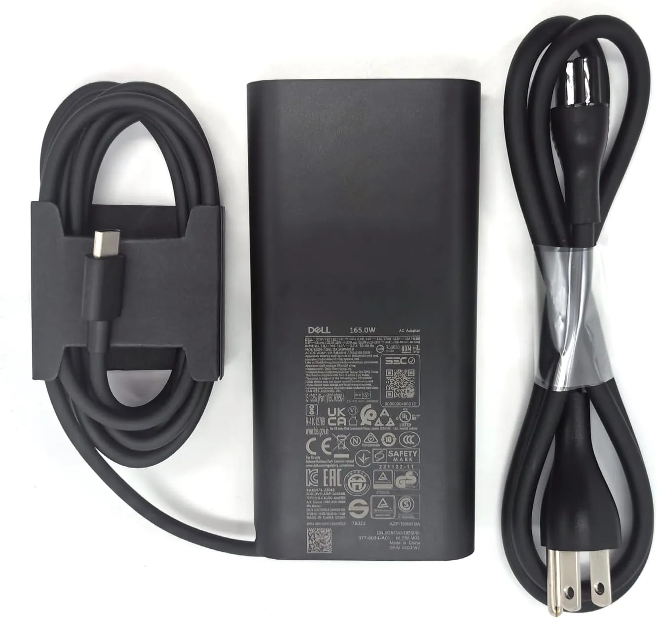 Dell Laptop Charger GAN 165W Watt USB Type C AC Power Adapter, Precision 5680 5690 AC Charger, XPS 17 9720 9730 AC Adapter, Balck, DA165PM210