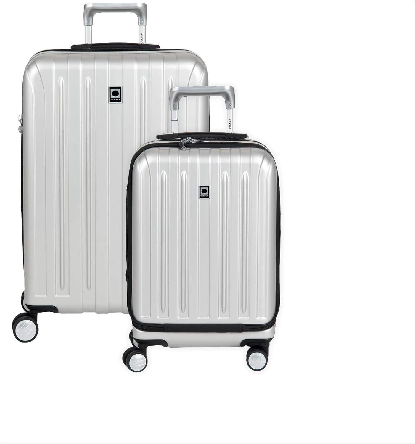 Delsey Luggage Helium Titianium 2 Piece Set (21"/29") Lightweight Suitcases (Silver)