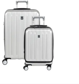 Delsey Luggage Helium Titianium 2 Piece Set (21"/29") Lightweight Suitcases (Silver)
