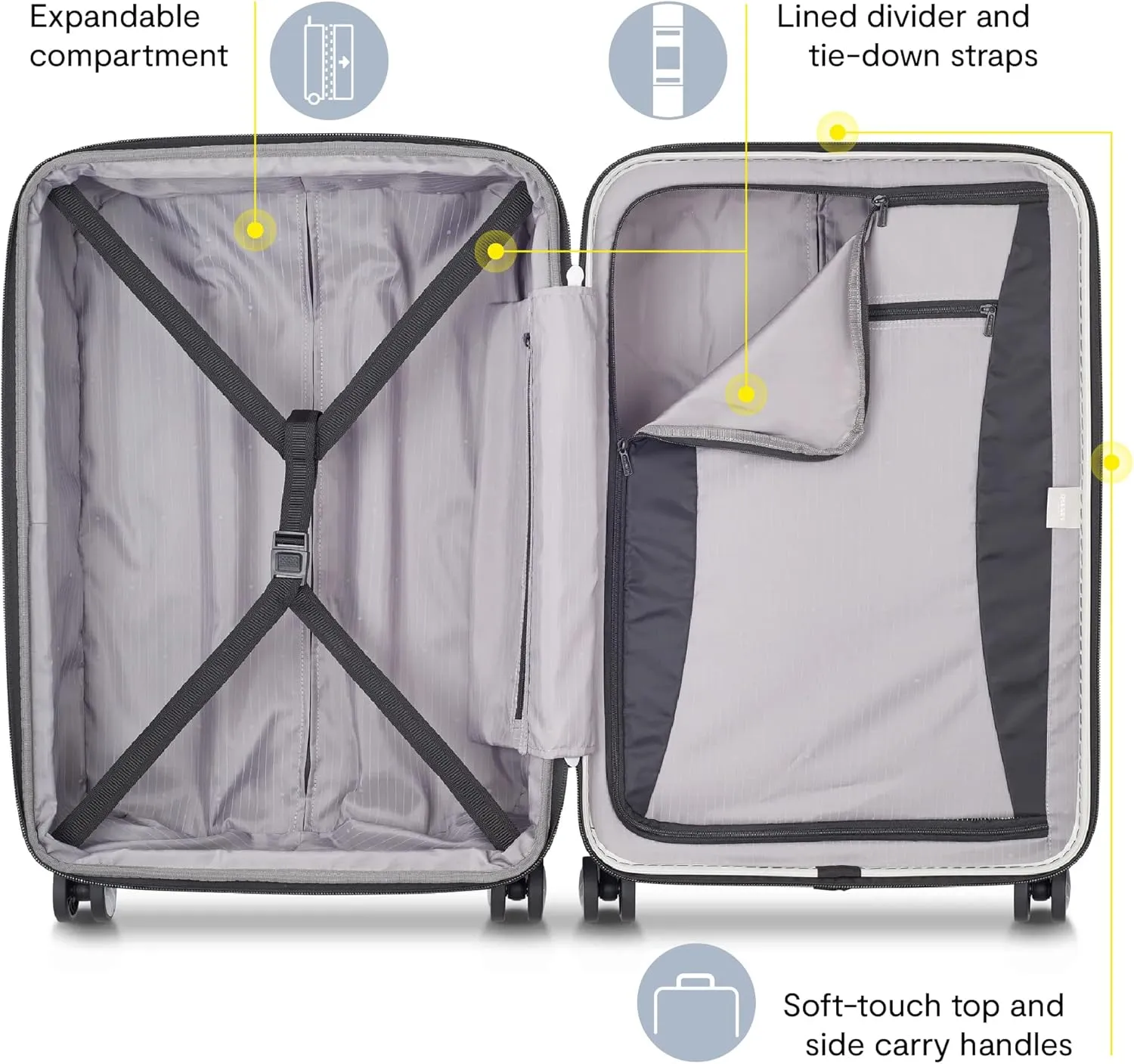 Delsey Luggage Helium Titianium 2 Piece Set (21"/29") Lightweight Suitcases (Silver)