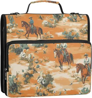 Desert Horseback Riding 3 Ring Binder,500 Sheets Capacity Zipper Binder Organizer with Shoulder Strap & Handle
