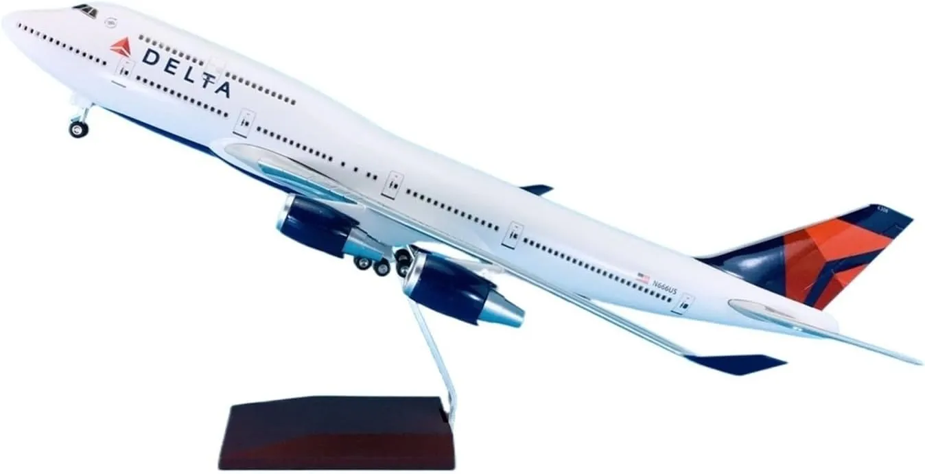 Die-cast Aircraft Model for Boeing B747-400 Delta 1 150 Scale Die-cast Aircraft Model 47cm Wheeled Aircraft Series Gifts Airplane Model kit
