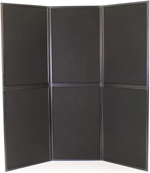Displays2go Portable Display Panel System, Includes 6 Show Panels, Folding Design, Hook & Loop-Receptive Fabric – Black (T6PNLBK)