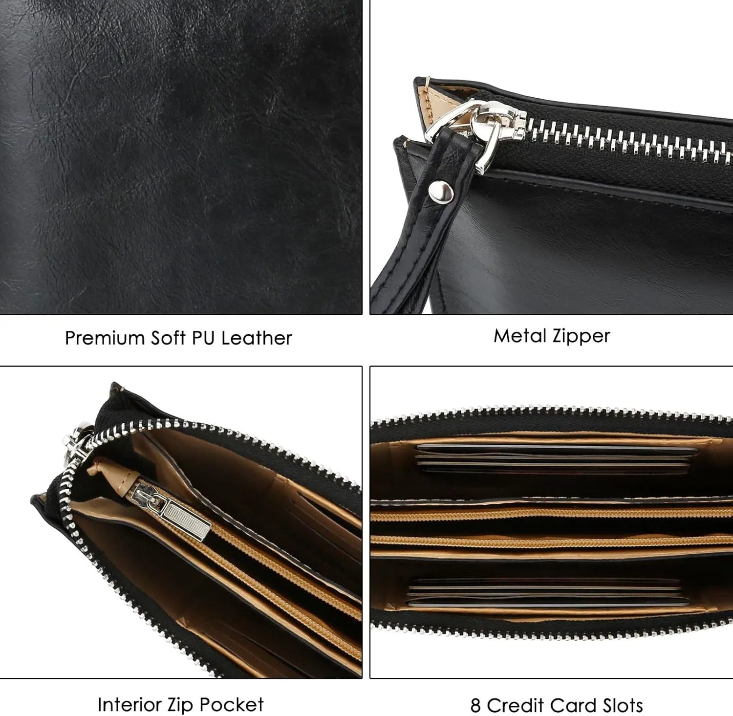 DOB SECHS Small Leather Wristlet Wallet for Women Women's Clutch Handbags Purses Cell Phone Pocket Pouch Bags with Card Slots