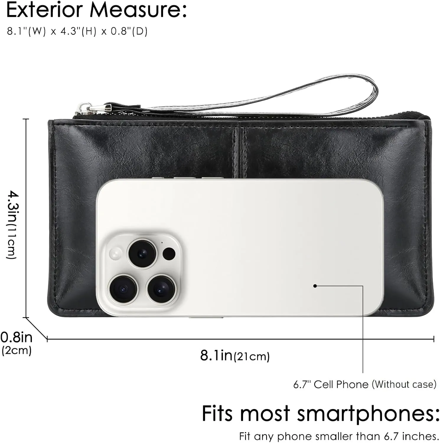 DOB SECHS Small Leather Wristlet Wallet for Women Women's Clutch Handbags Purses Cell Phone Pocket Pouch Bags with Card Slots