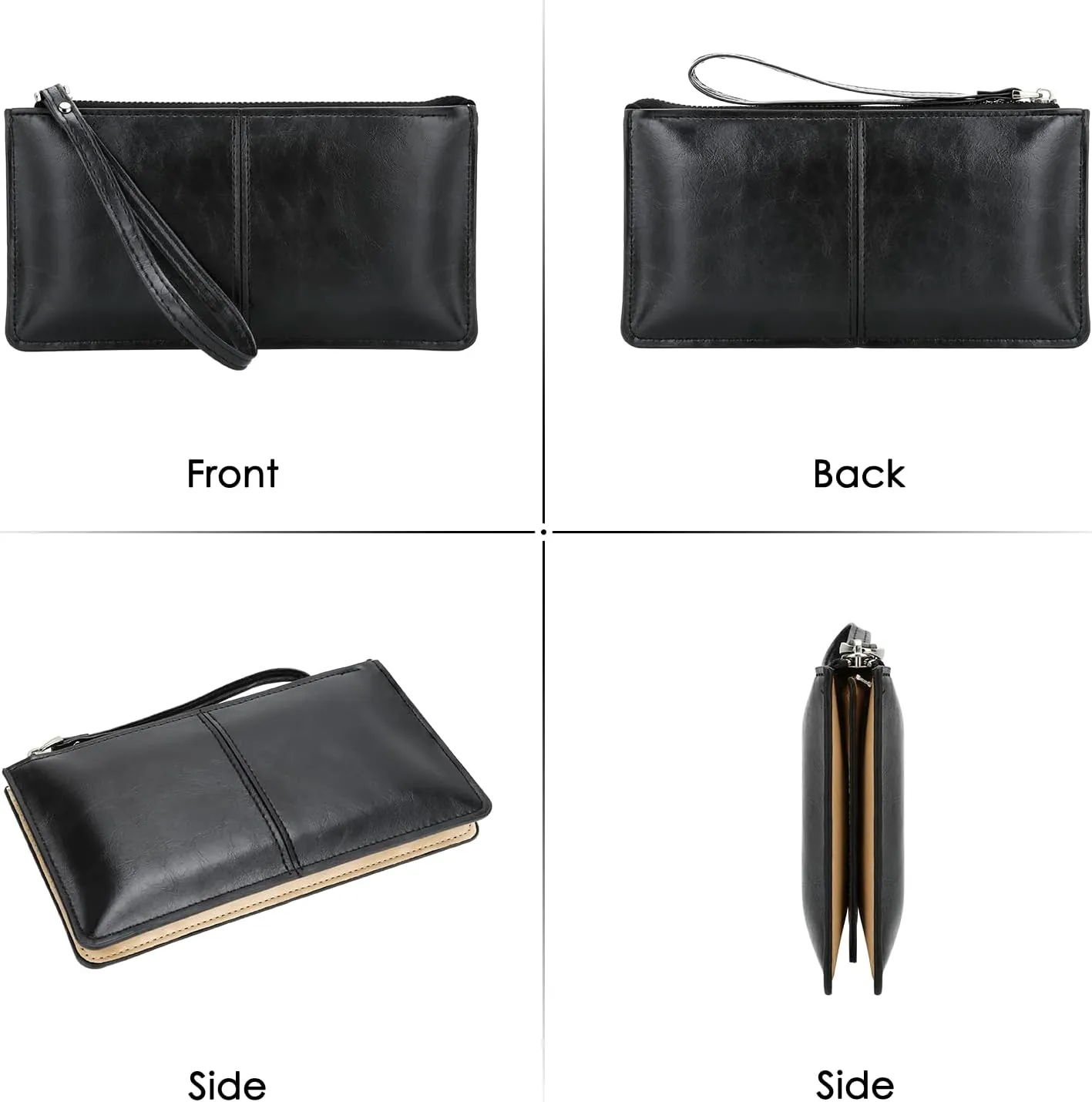 DOB SECHS Small Leather Wristlet Wallet for Women Women's Clutch Handbags Purses Cell Phone Pocket Pouch Bags with Card Slots