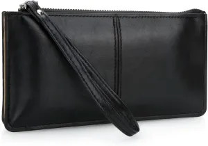 DOB SECHS Small Leather Wristlet Wallet for Women Women's Clutch Handbags Purses Cell Phone Pocket Pouch Bags with Card Slots
