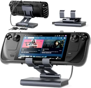 Docking Station for Steam Deck/ROG Ally X/Legion Go/MSI Claw, 6-in-1 Adjustable Stand Steam Deck Dock with HDMI 4K@60Hz,1000Mbps Ethernet, 3* USB-A 3.0 and Fast Charging Compatible Steam Deck OLED.
