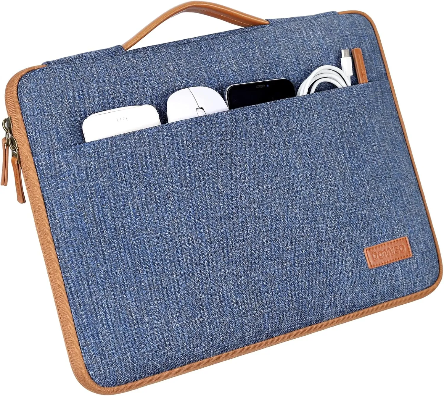 DOMISO 16 inch Laptop Sleeve Canvas Notebook Portable Carrying Bag Case Handbag for 16" Dell/HP Pavilion Envy/ThinkPad IdeaPad/ASUS Vivobook,Blue