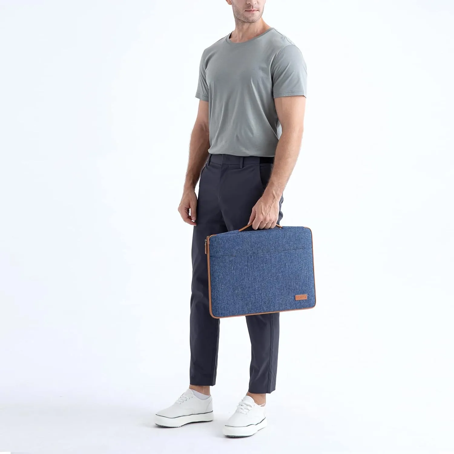 DOMISO 16 inch Laptop Sleeve Canvas Notebook Portable Carrying Bag Case Handbag for 16" Dell/HP Pavilion Envy/ThinkPad IdeaPad/ASUS Vivobook,Blue