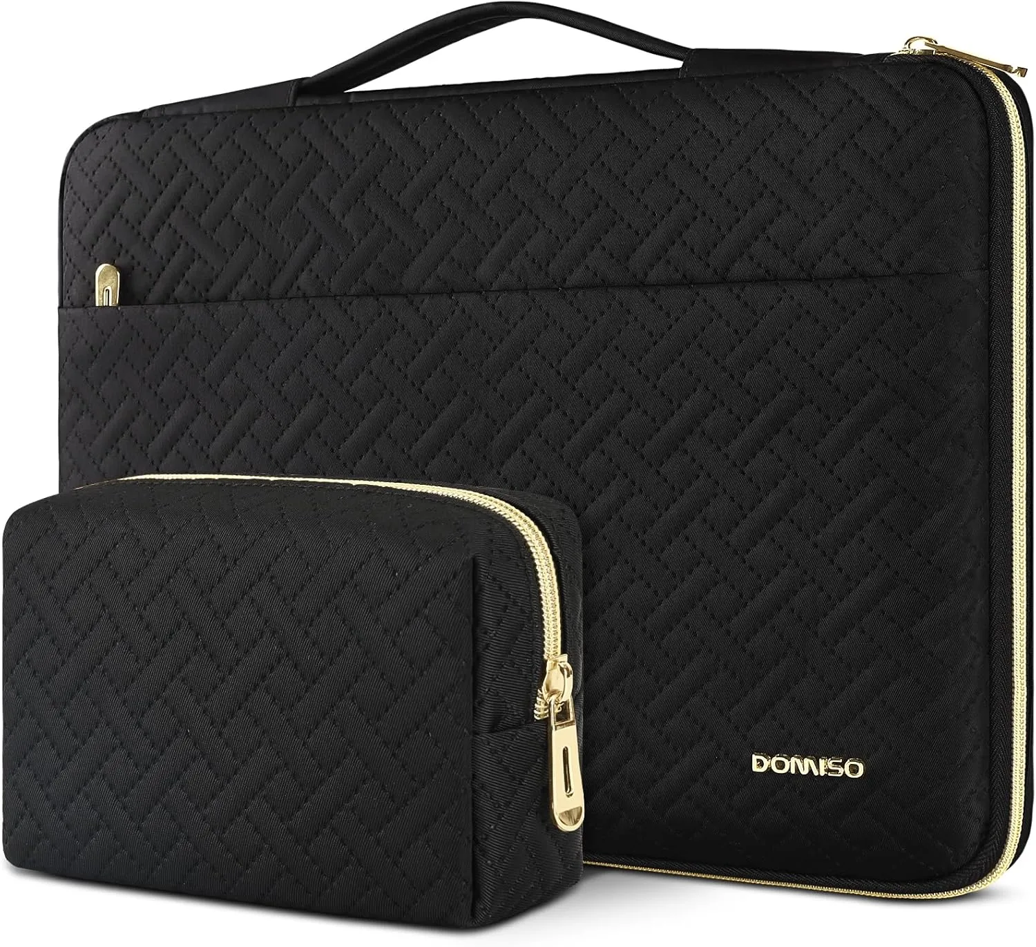DOMISO Laptop Sleeve Case 16 inch Waterproof Shockproof Computer Carrying Handbag with Handle and Small Accessory Bag Compatible with 16 inch HP Dell Aspire Notebook,Black
