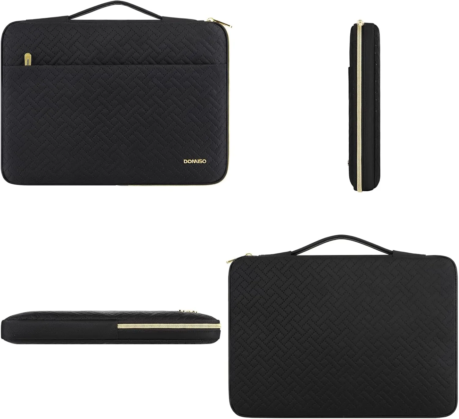 DOMISO Laptop Sleeve Case 16 inch Waterproof Shockproof Computer Carrying Handbag with Handle and Small Accessory Bag Compatible with 16 inch HP Dell Aspire Notebook,Black