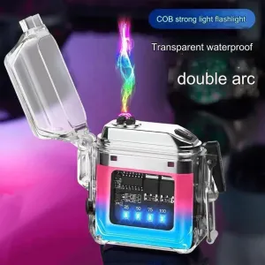 Double Arc Lighter, Outdoor Windproof Lighter, Sealed Waterproof Lighter, Cool Lighters for Men and Women(Orange)