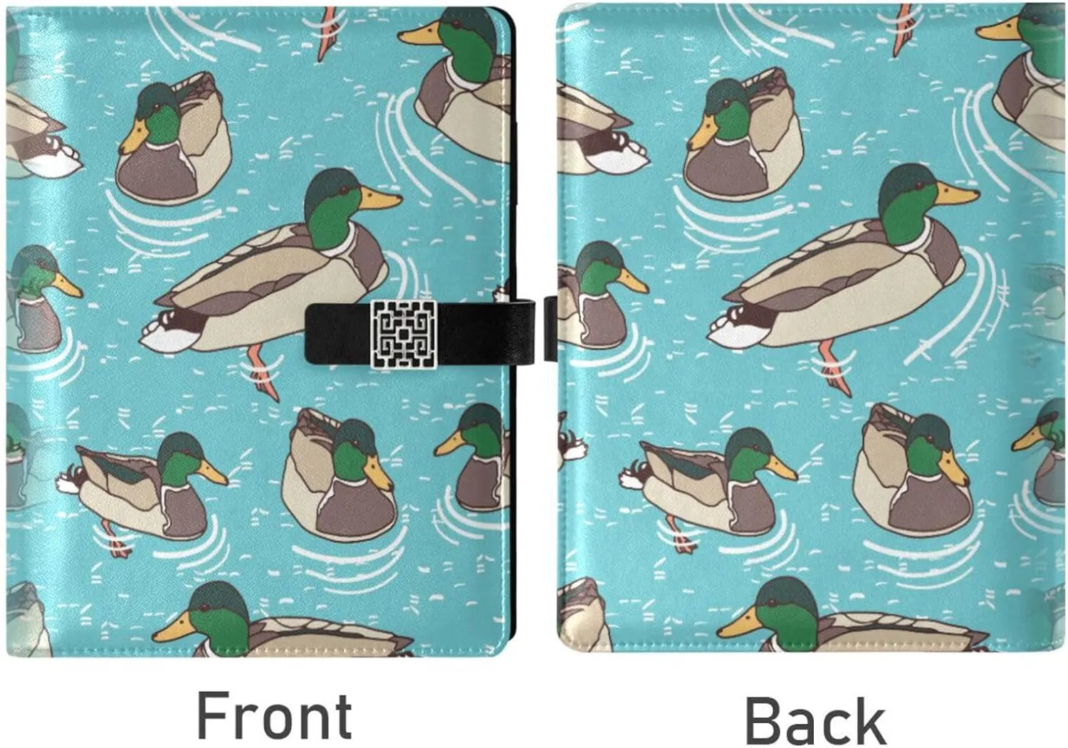 Ducks Swimming Lake A5 Binder 6 Ring Refillable PU Leather Notebook Journal with Magnetic Buckle Closure Loose Leaf Travel Office Planner Budget Binder Notepad Portfolio,