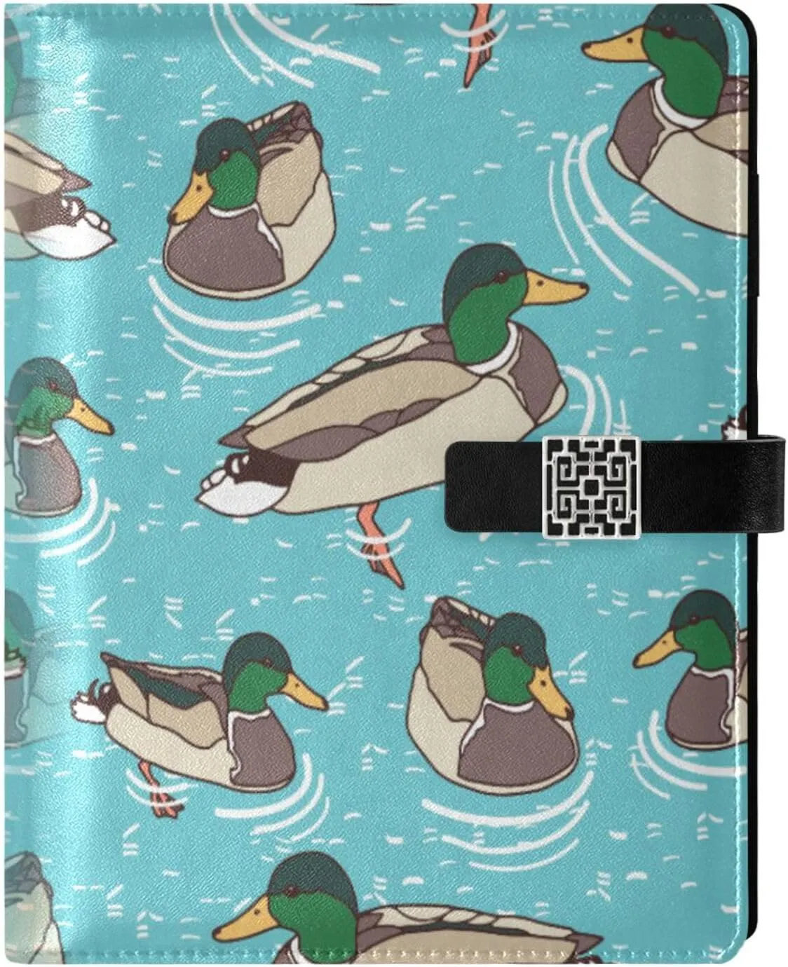 Ducks Swimming Lake A5 Binder 6 Ring Refillable PU Leather Notebook Journal with Magnetic Buckle Closure Loose Leaf Travel Office Planner Budget Binder Notepad Portfolio,