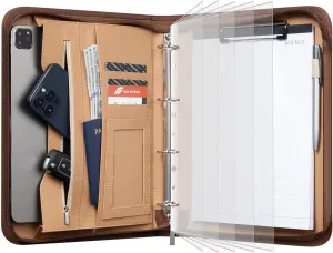 DUGRAFT Leather Portfolio Binder, Padfolio, Resume Portfolio Folder for Men & Women, Personalized Business Portfolio Organizer for Documents, Phone, Tablet, Professional Portfolio Binder