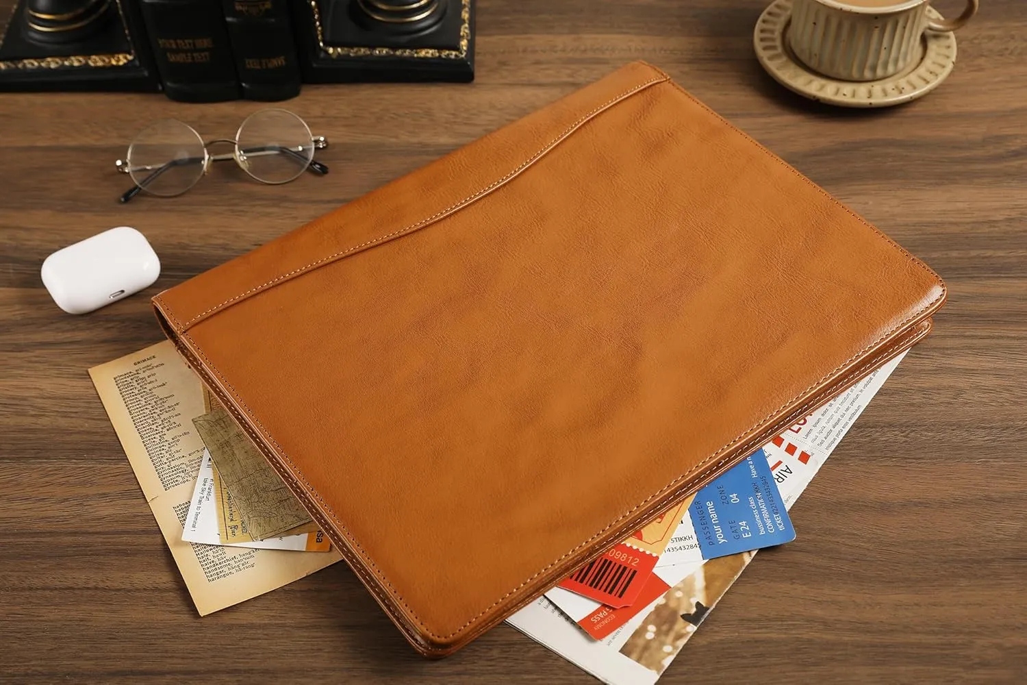 DUKE&COW Portfolio Binder - Personlized Clipboard Folio Compact Padfolio Engraved Leather Portfolio Legal Pad Holder, Ideal Padfolio for Men - Brown