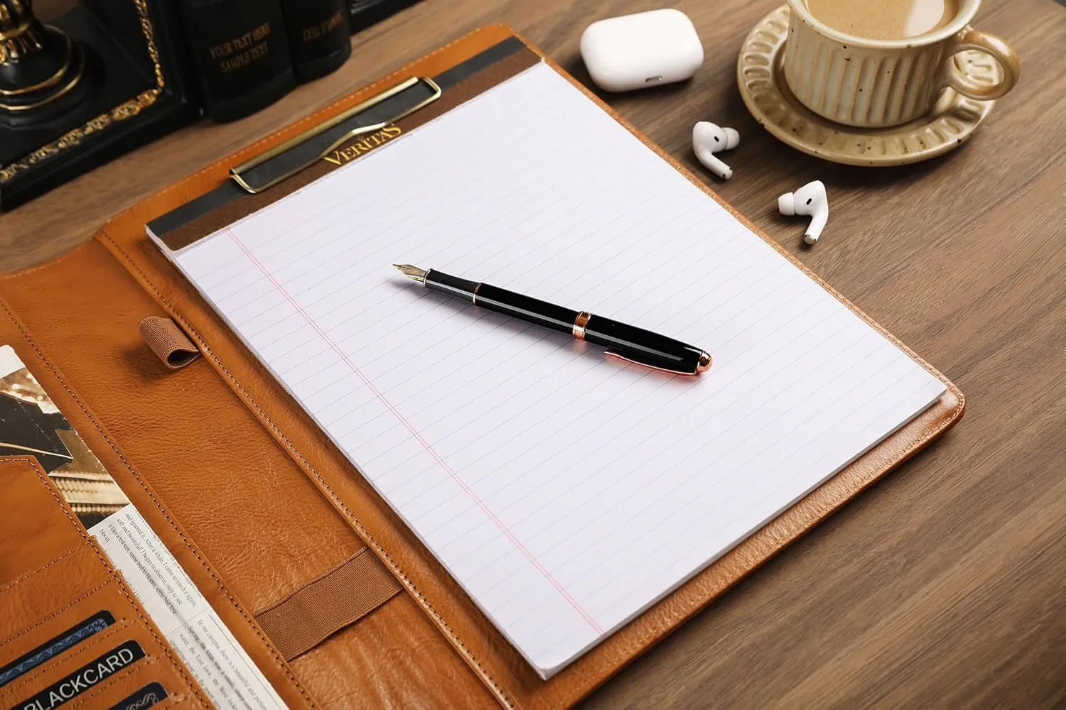 DUKE&COW Portfolio Binder - Personlized Clipboard Folio Compact Padfolio Engraved Leather Portfolio Legal Pad Holder, Ideal Padfolio for Men - Brown