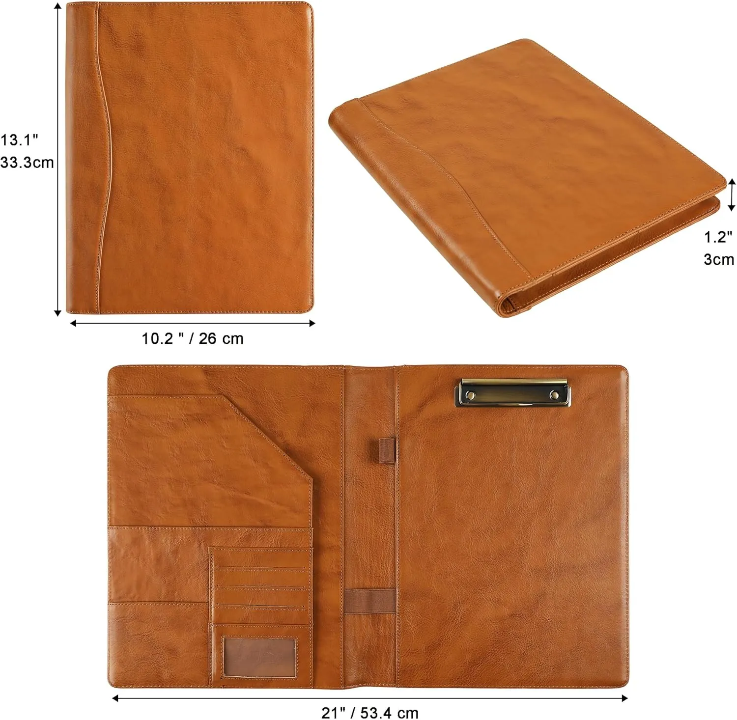 DUKE&COW Portfolio Binder - Personlized Clipboard Folio Compact Padfolio Engraved Leather Portfolio Legal Pad Holder, Ideal Padfolio for Men - Brown