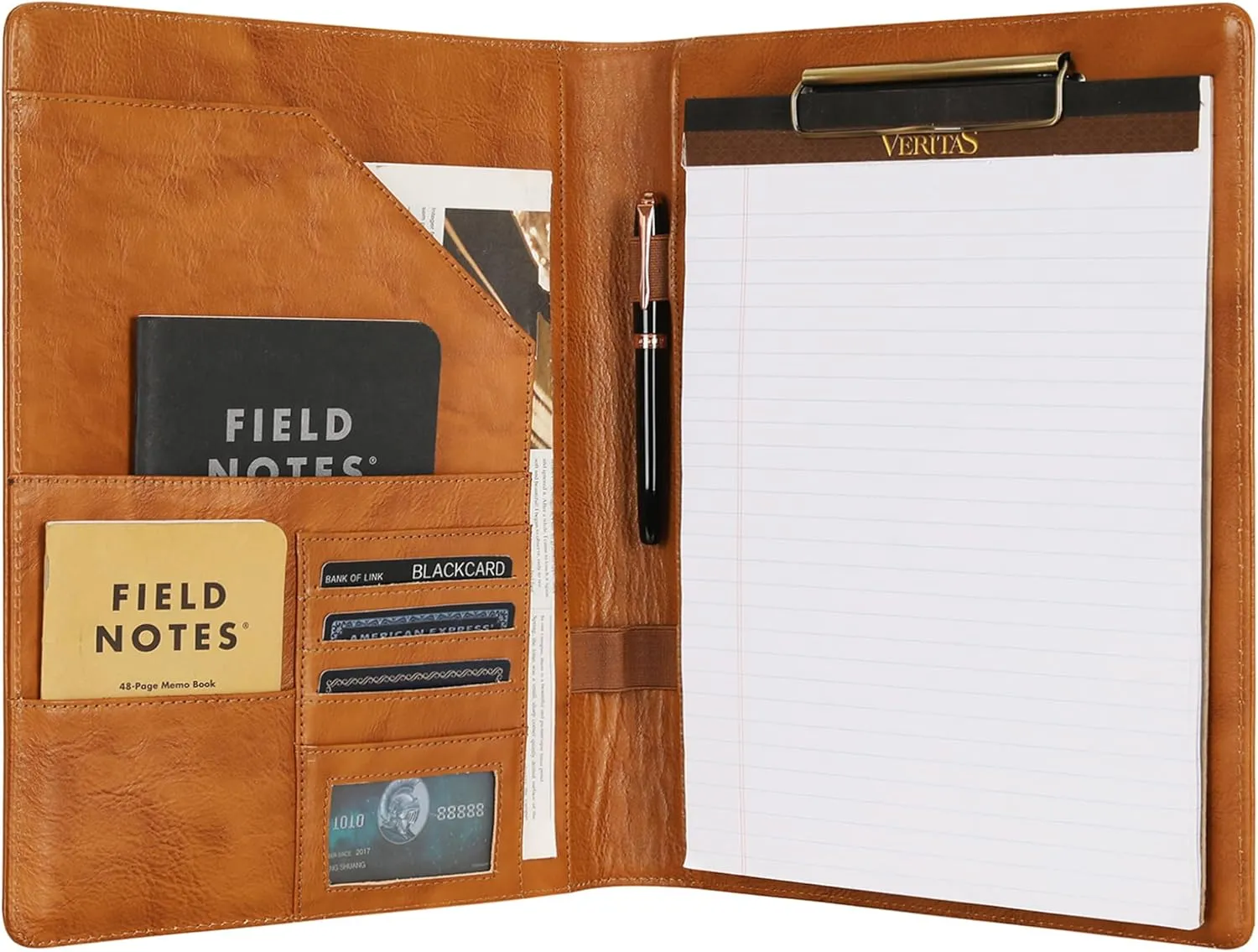DUKE&COW Portfolio Binder - Personlized Clipboard Folio Compact Padfolio Engraved Leather Portfolio Legal Pad Holder, Ideal Padfolio for Men - Brown