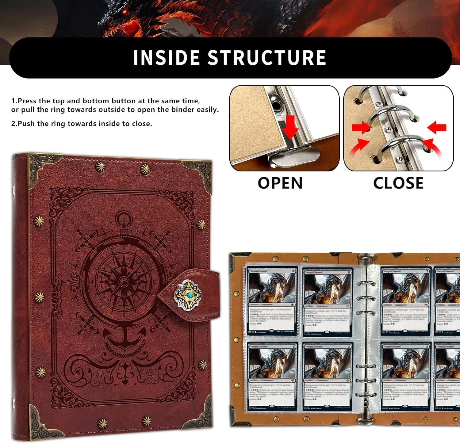 DUROTAN 240 Card Binder-4 Pocket Pages For TCG Storage Portfolio,Compatible with MTG,Comic Trading Collectible Card,Basketball Card and Sports Card