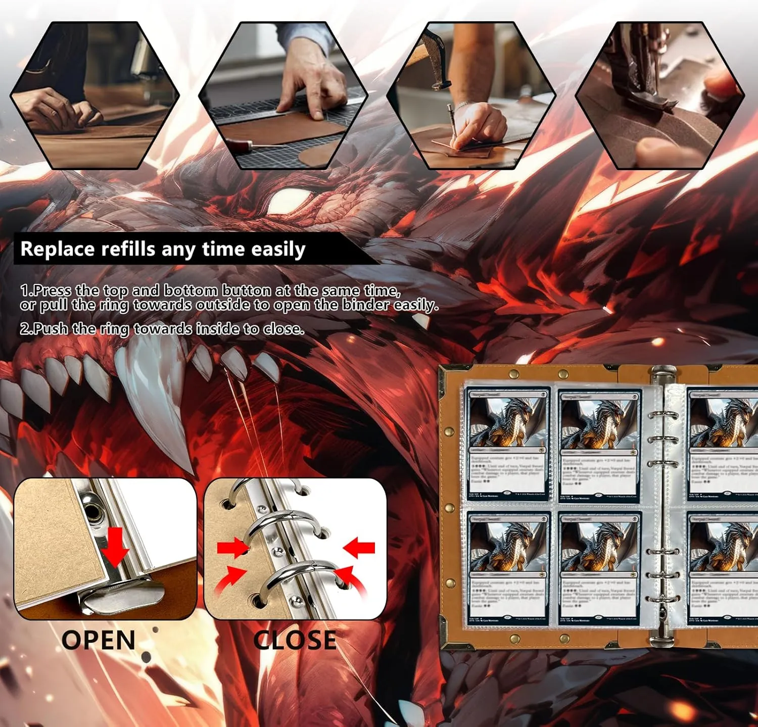 DUROTAN 240 Card Binder-4 Pocket Pages For TCG Storage Portfolio,Compatible with MTG,Comic Trading Collectible Card,Basketball Card and Sports Card