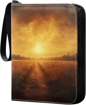 Dusk Landscape Card Binder 4 Pocket Trading Card Album Fits 400 Sports/Game Cards, PU Cover 3 Ring Card Collection with 50 Removable Sleeves