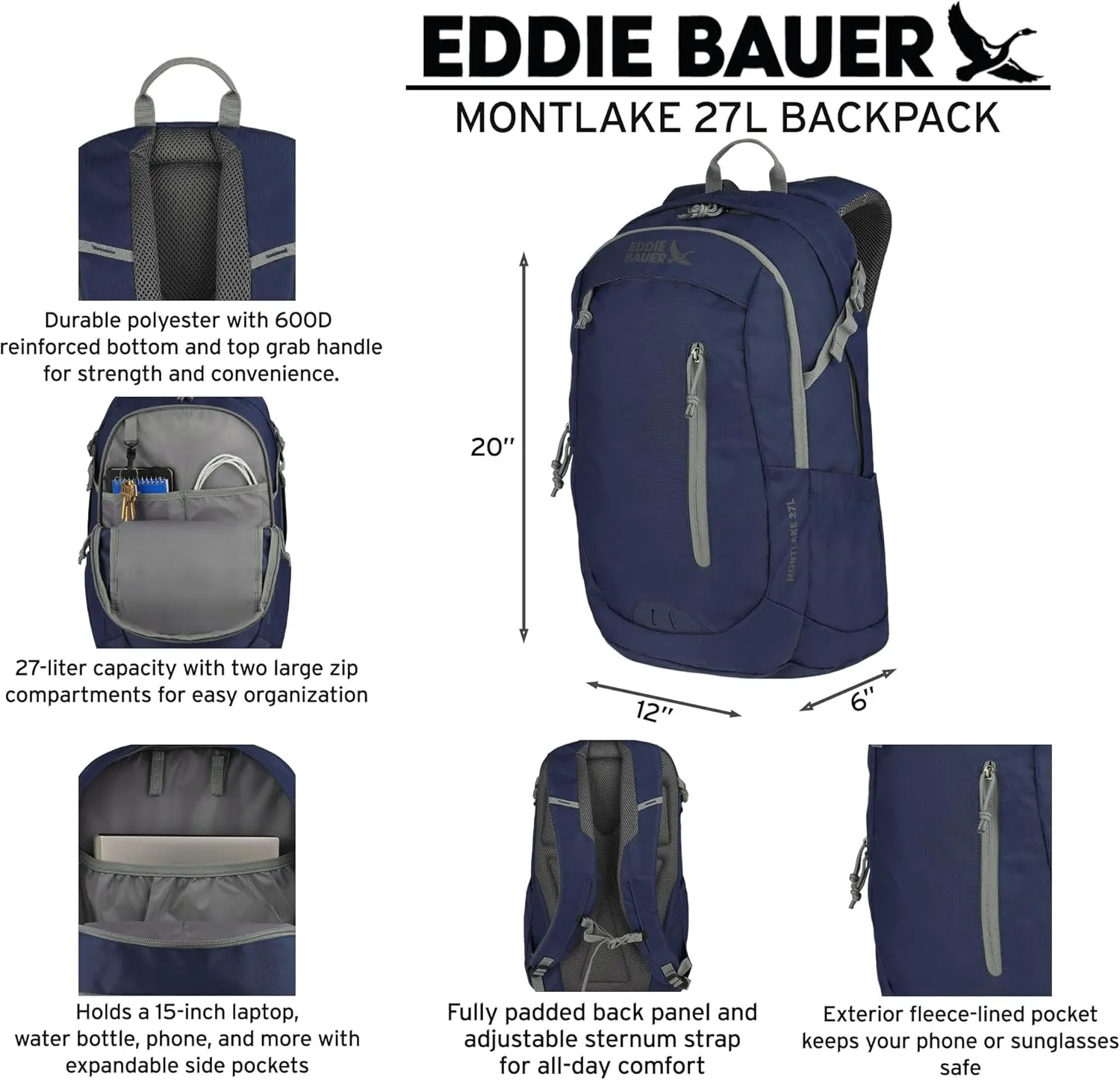 Eddie Bauer Montlake Backpack | Travel | Commuting | Laptop | Everyday Carry | Outdoor |, Dark Ruby, 27L