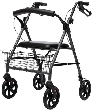 Elderly, Aluminum Foldable Walking Mobility Aid Rollator Shopping cart Trolley with Seat and Handbrake Narrow Walking e Interesting Thoughtful