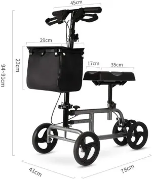 Elderly Walker, Rollator Four Wheeled Walking Frame with Brakes Seat and Bag with SeatLightweight Four Wheel Aid Adjustable Height Front Bag Full of Stars