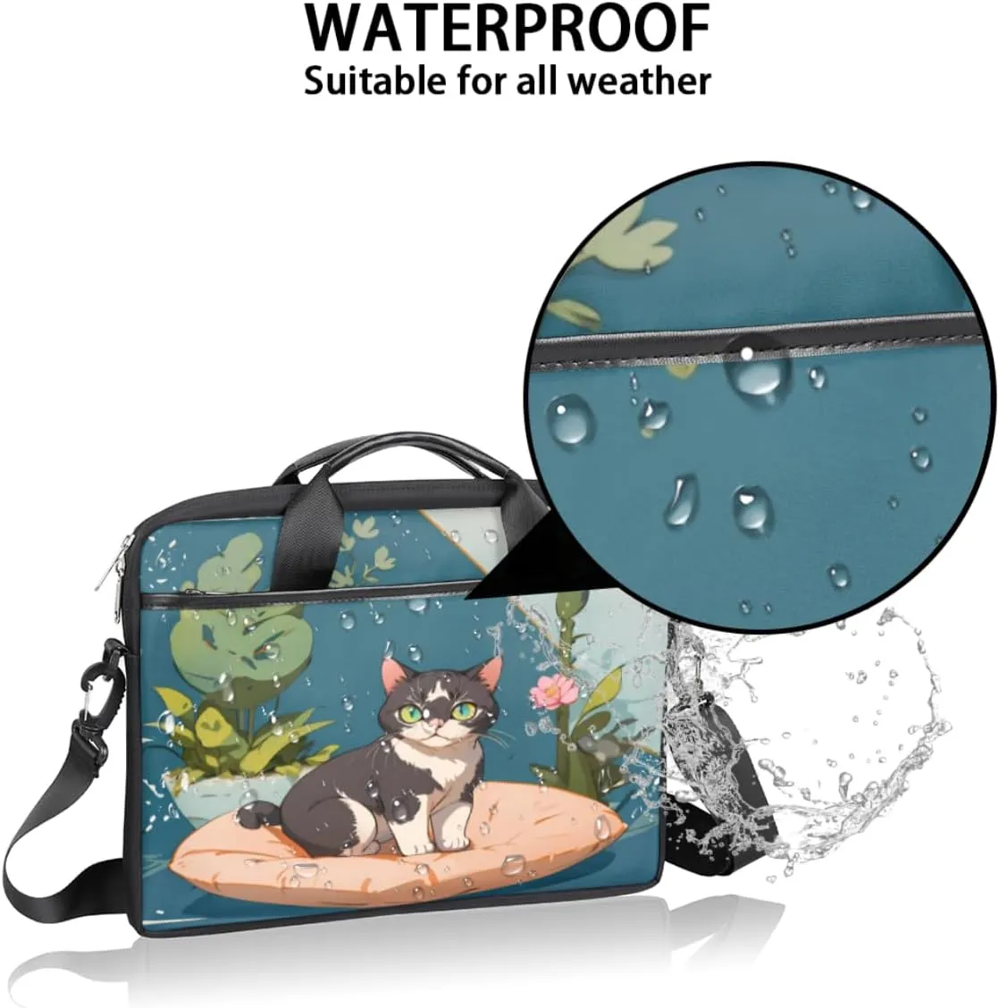 Elegant Flower Laptop Bag for Women Men 13-15 Inch Computer Briefcase Bag Lightweight Notebook Shoulder Messenger Bag
