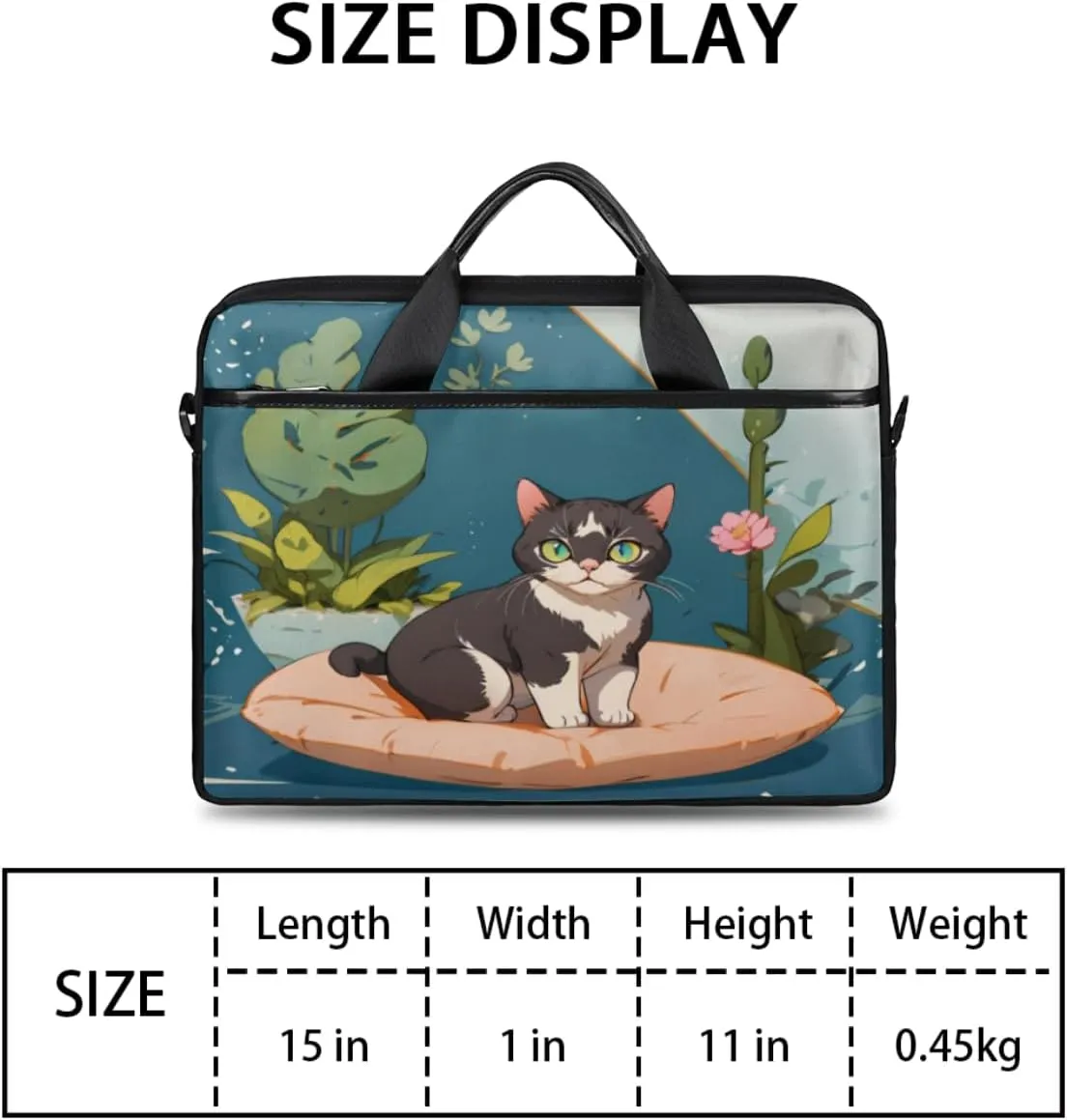 Elegant Flower Laptop Bag for Women Men 13-15 Inch Computer Briefcase Bag Lightweight Notebook Shoulder Messenger Bag