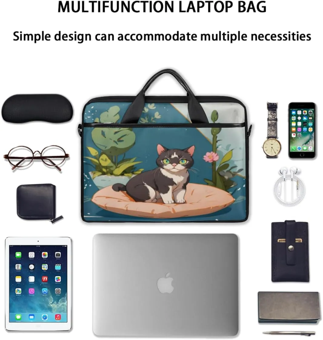 Elegant Flower Laptop Bag for Women Men 13-15 Inch Computer Briefcase Bag Lightweight Notebook Shoulder Messenger Bag