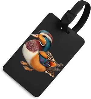 Elegant Mandarin Duck Travel Luggage Tags Suitcase Labels Baggage Identifiers Luggages ID Holder Black-Style