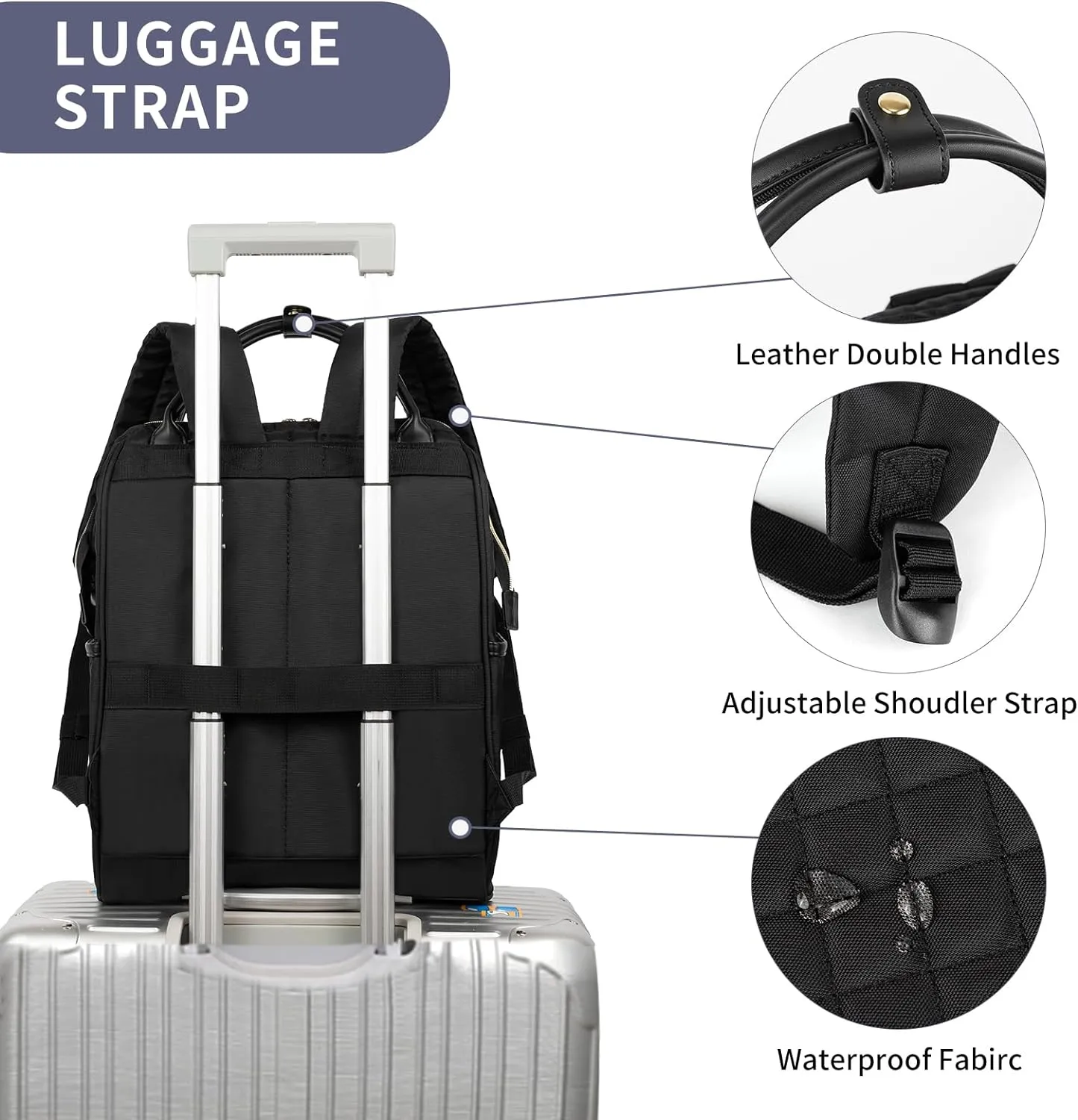EMPSIGN 17 Inch Laptop Backpack for Women, Work Business Travel Computer College Bags, Large Capacity Water-repellent Quilted Casual Daypack with USB Port, Black