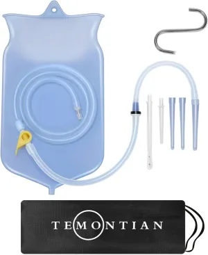Enema Bags Kit for Colon Cleanse for Women and Men，Coffee Enema Coffee Organic Kit，Anal Douche Bag for Women Men Reusable， 2 Quarts Enema Kit(Blue)