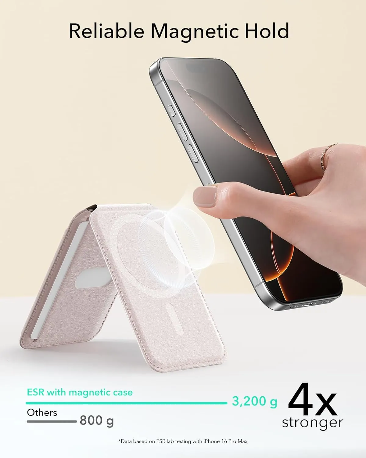 ESR Upgraded for Aura MagSafe Wallet, 5 Card-Holder with Adjustable Stand, Magnetic Wallet for iPhone 16/15/14/13/12 Series, Not for iPhone Mini, Vegan Leather, Cream Beige