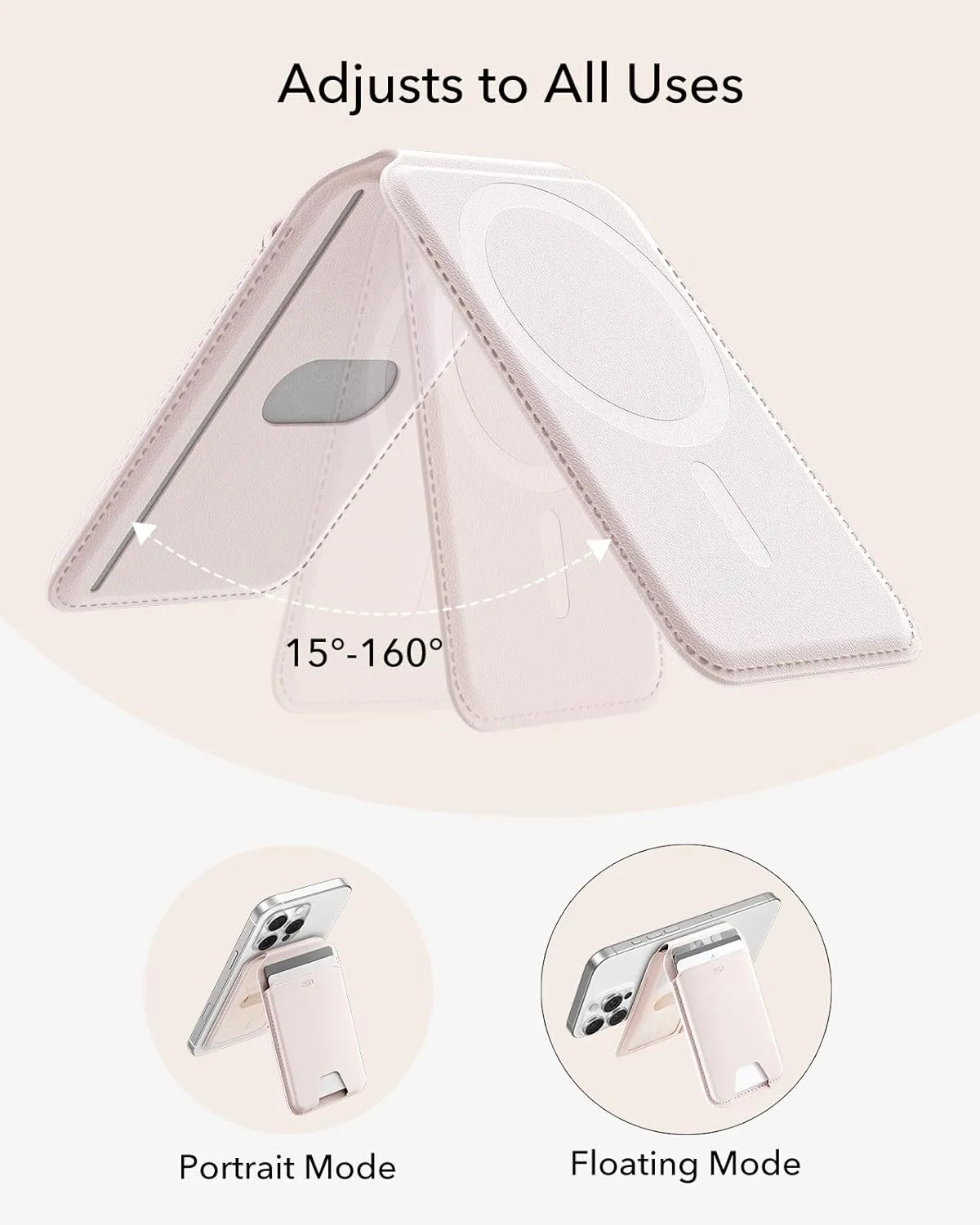 ESR Upgraded for Aura MagSafe Wallet, 5 Card-Holder with Adjustable Stand, Magnetic Wallet for iPhone 16/15/14/13/12 Series, Not for iPhone Mini, Vegan Leather, Cream Beige