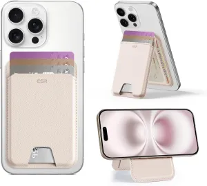 ESR Upgraded for Aura MagSafe Wallet, 5 Card-Holder with Adjustable Stand, Magnetic Wallet for iPhone 16/15/14/13/12 Series, Not for iPhone Mini, Vegan Leather, Cream Beige