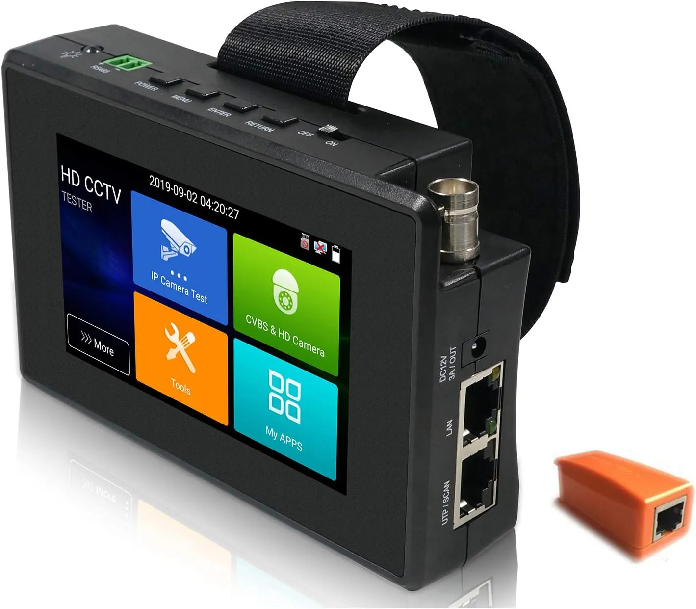 EVERSECU 5 in 1 CCTV Tester Support Up to 4K IP Camera & 720P/1080P/3mp/4mp/5 Megapixel AHD, TVI, CVI & CVBS Analog Camera, 4" Touch Screen Security Video Monitor, POE Out, IP Scan, UTP Cable Test