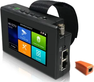 EVERSECU 5 in 1 CCTV Tester Support Up to 4K IP Camera & 720P/1080P/3mp/4mp/5 Megapixel AHD, TVI, CVI & CVBS Analog Camera, 4" Touch Screen Security Video Monitor, POE Out, IP Scan, UTP Cable Test